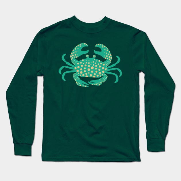 KING CRAB Coastal Ocean Undersea Beach Sea Crustacean Summer Green - UnBlink Studio by Jackie Tahara Long Sleeve T-Shirt by UnBlink Studio by Jackie Tahara